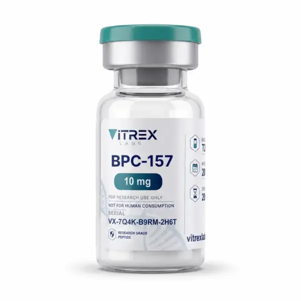 BPC-157 10 mg – Vitrex Labs Vial mit Seriennummer